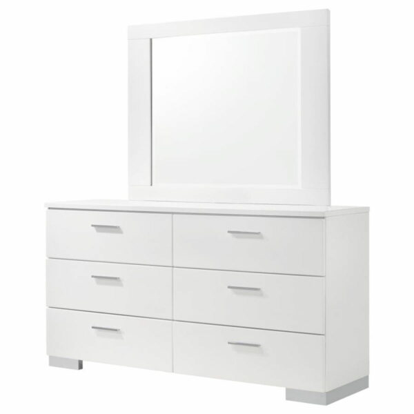 Felicity - 6-drawer Dresser With Mirror - Glossy White - Image 4