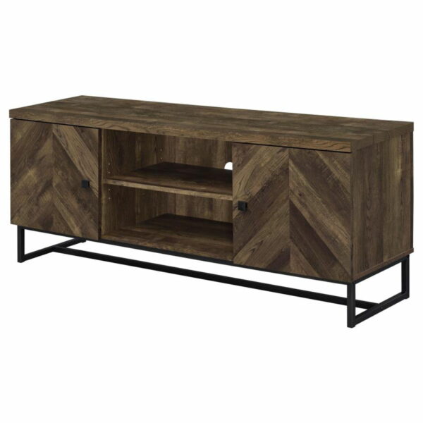 Myles - 2-Door TV Console With Adjustable Shelves - Rustic Oak Herringbone - Image 5