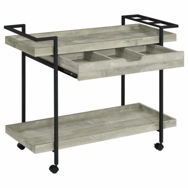Ventura - Bar Cart With Storage Drawer - Gray Driftwood - Image 9