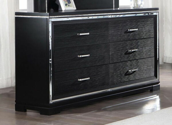 Cappola - Rectangular 6-Drawer Dresser - Silver And Black - Image 10