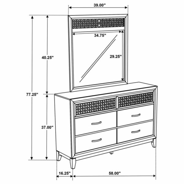 Valencia - 6-drawer Dresser With Mirror - Light Brown And Black - Image 10