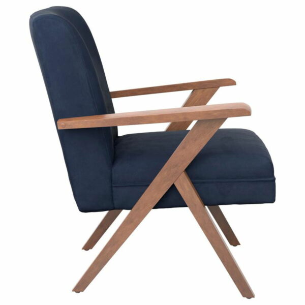 Cheryl - Wooden Arms Accent Chair - Dark Blue And Walnut - Image 5