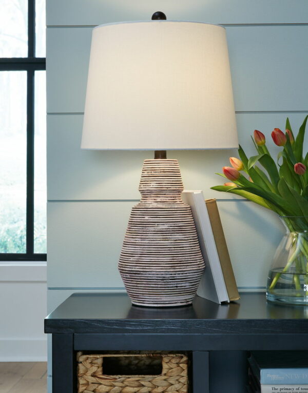 Jairburns - Brick Red / White - Poly Table Lamp (Set of 2) - Image 3