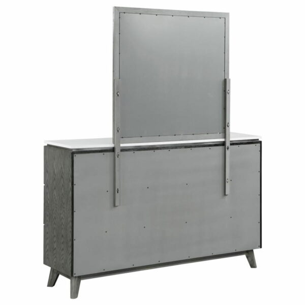 Nathan - 6-drawer Dresser With Mirror - White Marble And Grey - Image 4