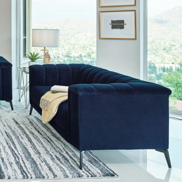 Chalet - Tuxedo Arm Loveseat - Blue - Image 6