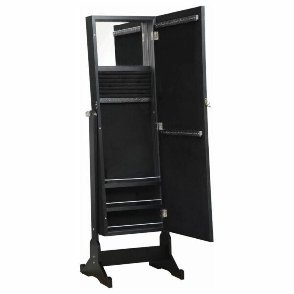 Cortez - Storage Jewelry Cheval Mirror - Black - Image 4