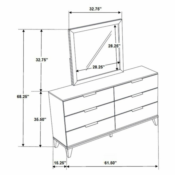 Mays - 6-Drawer Dresser With Mirror With Faux Marble Top - Walnut Brown - Image 2
