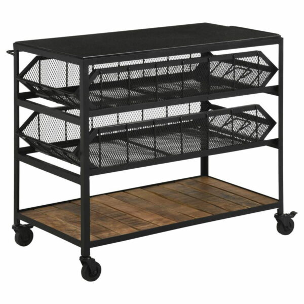 Evander - Accent Storage Cart With Casters - Natural And Black - Image 3