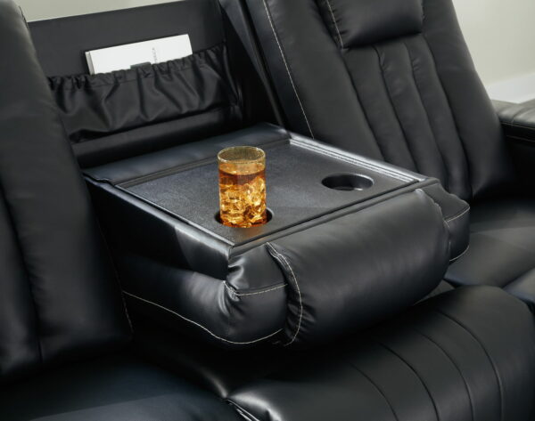 Center Point - Black - Rec Sofa W/Drop Down Table - Image 9