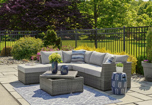 Petal Road - Gray - Loveseat Sectional, Ottoman, Table Set (Set of 4) - Image 8