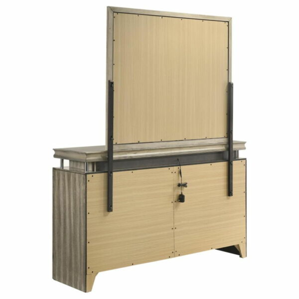 Giselle - 8-Drawer Bedroom Dresser With Mirror With LED - Rustic Beige - Image 3