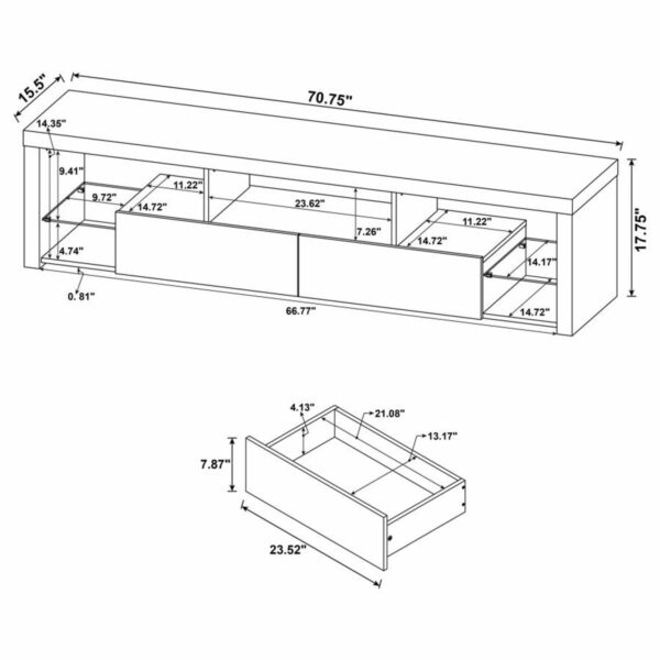 Jude - 2-Drawer 71" TV Stand With Shelving - White High Gloss - Image 10