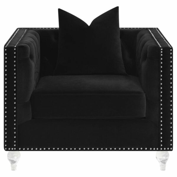 Delilah - Upholstered Tufted Tuxedo Arm Chair - Black - Image 8
