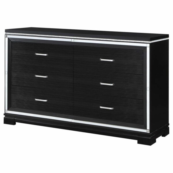 Cappola - Rectangular 6-Drawer Dresser - Silver And Black - Image 5