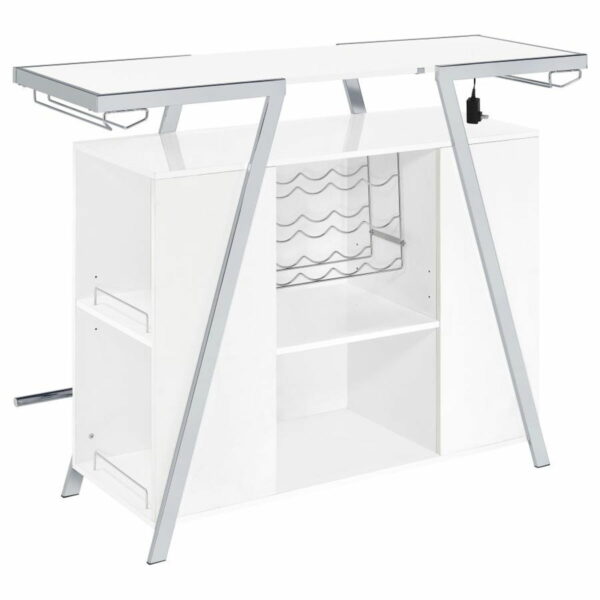 Araceli - Home Bar - White And Chrome - Image 9