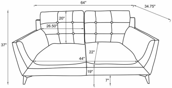 Moira - Upholstered Tufted Loveseat With Track Arms - Black - Image 3