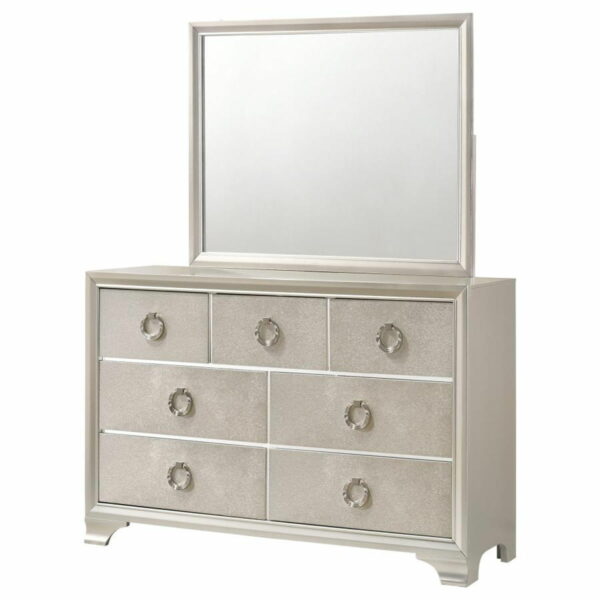 Salford - 7-Drawer Dresser With Mirror - Metallic Sterling - Image 6