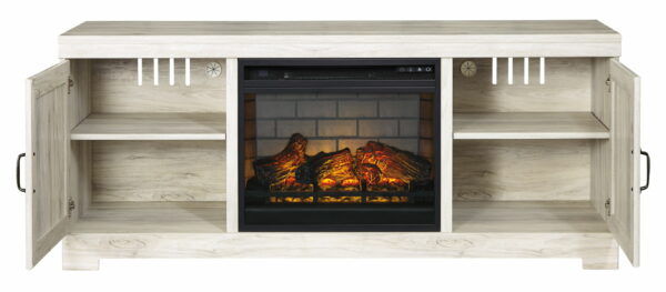 Bellaby - Whitewash - 63" TV Stand With Faux Firebrick Fireplace Insert - Image 5