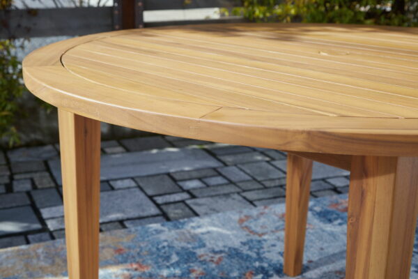 Janiyah - Light Brown - Round Dining Table W/Umb Opt - Image 7