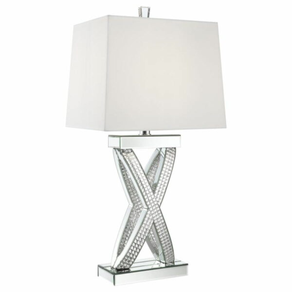 Dominick - Table Lamp With Rectange Shade - White And Mirror - Image 2