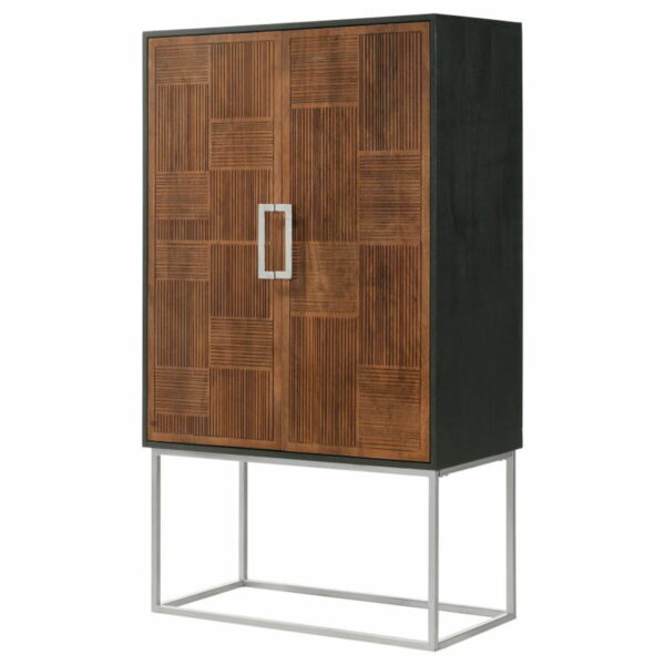 Borman - 2-Door Bar Cabinet Wine Storage - Walnut And Black - Image 5