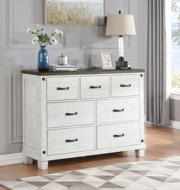 Lilith - 7-Drawer Dresser Distressed - Distressed Gray And White - Image 6