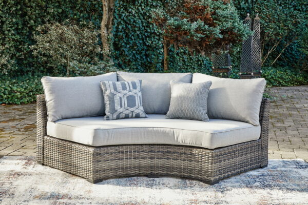 Harbor Court - Gray - Curved Loveseat With Cushion - Image 6
