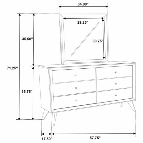 Janelle - 6-drawer Dresser With Mirror - White - Image 8