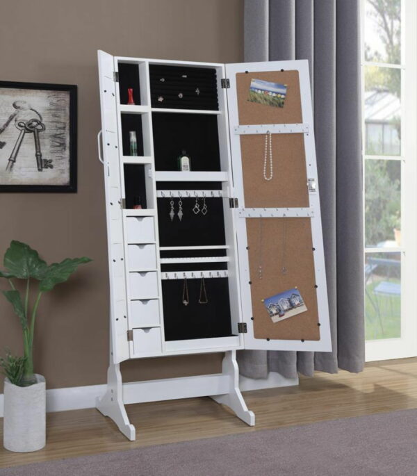 Doyle - Jewelry Cheval Mirror With Picture Frames - White - Image 4