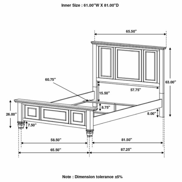 Sandy Beach - Panel Bed with High Headboard - Image 15