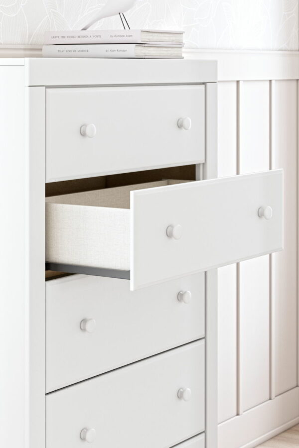 Mollviney - White - Five Drawer Chest - Image 6
