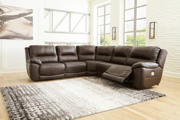 Dunleith - Chocolate - 5-Piece Power Reclining Sectional - Image 4
