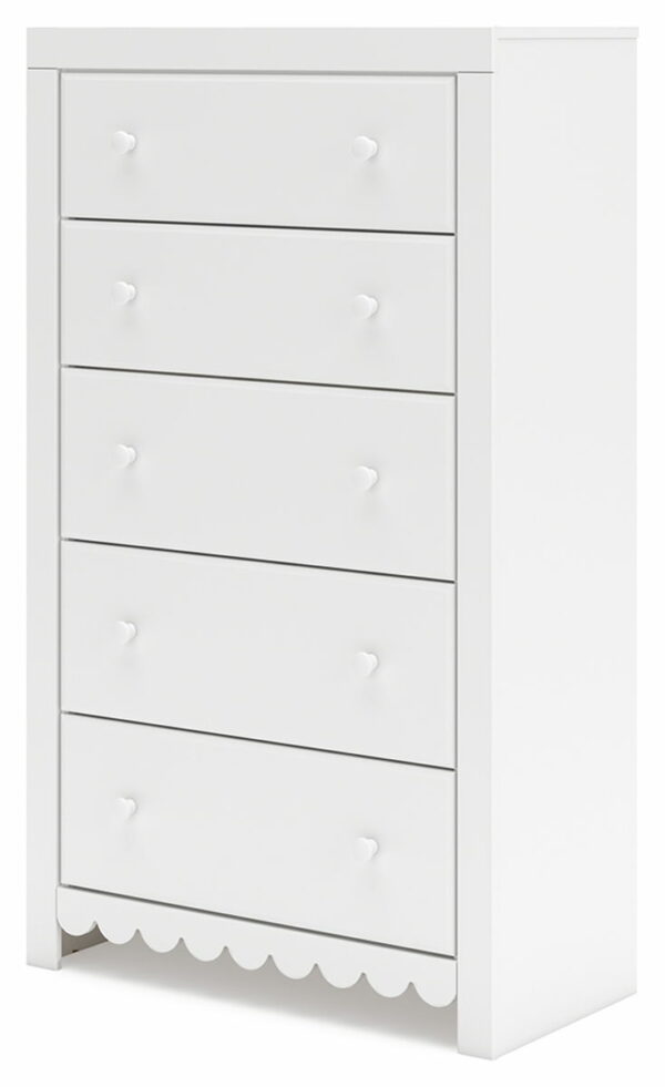 Mollviney - White - Five Drawer Chest - Image 3