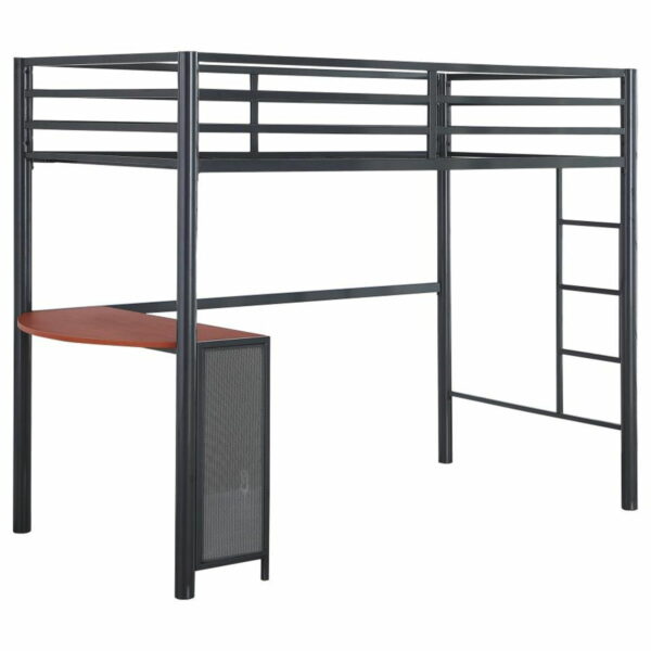 Fisher - Twin Over Twin Workstation Loft Bed Set - Gunmetal - Image 5