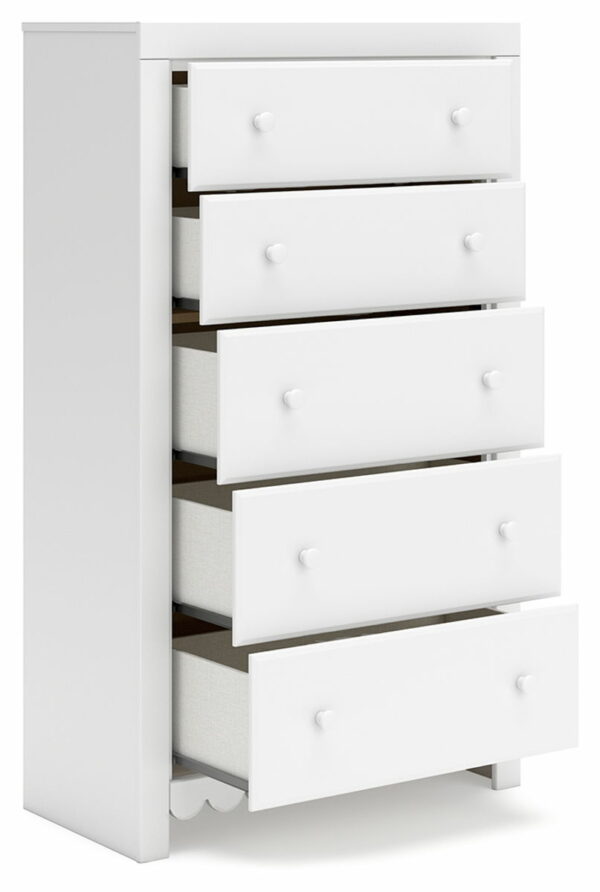 Mollviney - White - Five Drawer Chest - Image 7