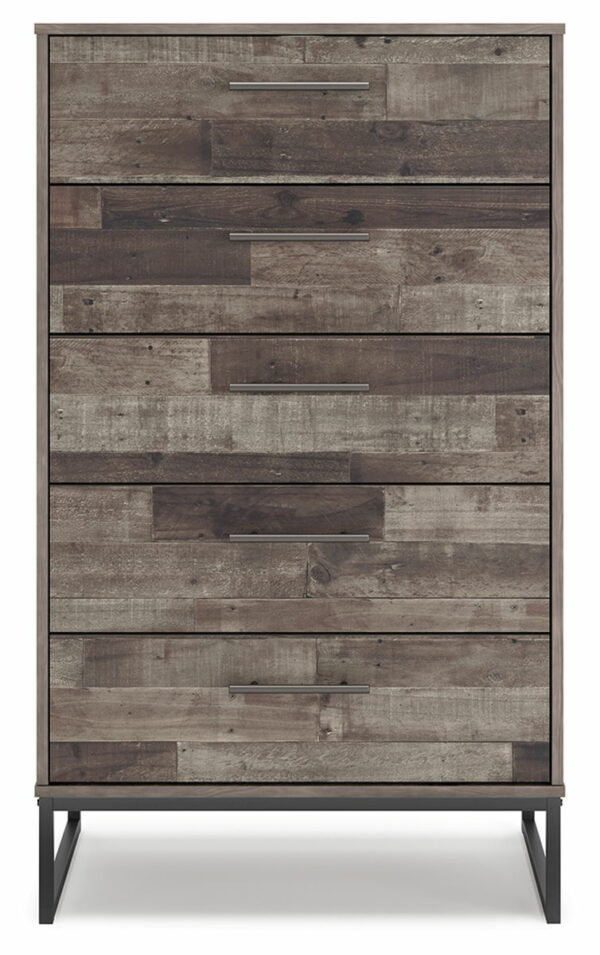 Neilsville - Black / Gray - Five Drawer Chest - Image 2