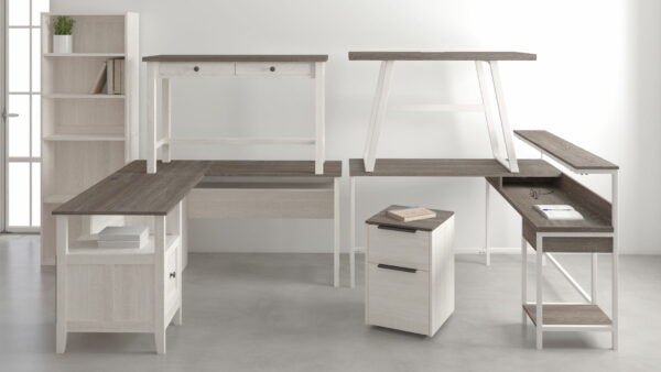 Dorrinson - White / Black / Gray - L-desk With Storage - Image 2