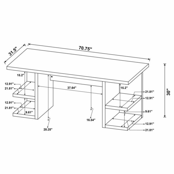 Alice - 4-Shelf Engineered Wood Writing Desk - White - Image 3