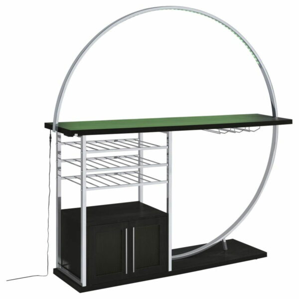 Risley - 2-Door Circular LED Home Bar With Wine Storage - Image 7