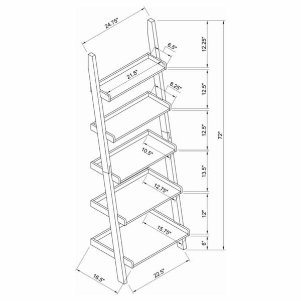 Colella - 3 Piece Ladder Desk And Bookcase Set - Cappuccino - Image 2