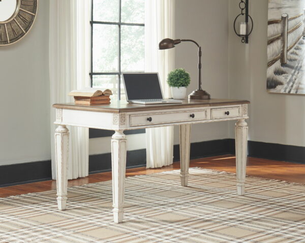 Realyn - White / Brown - Home Office Lift Top Desk - Image 3