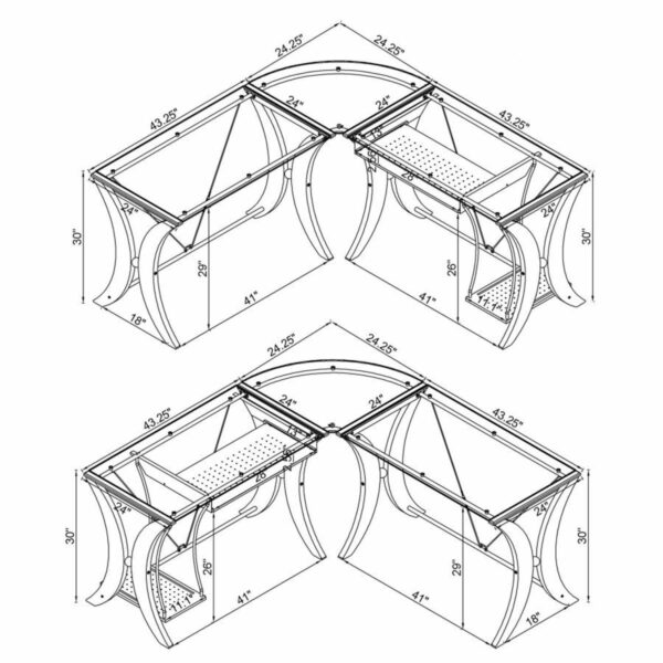 Monterey - Glass Top L-Shape Computer Desk - Cappuccino - Image 9
