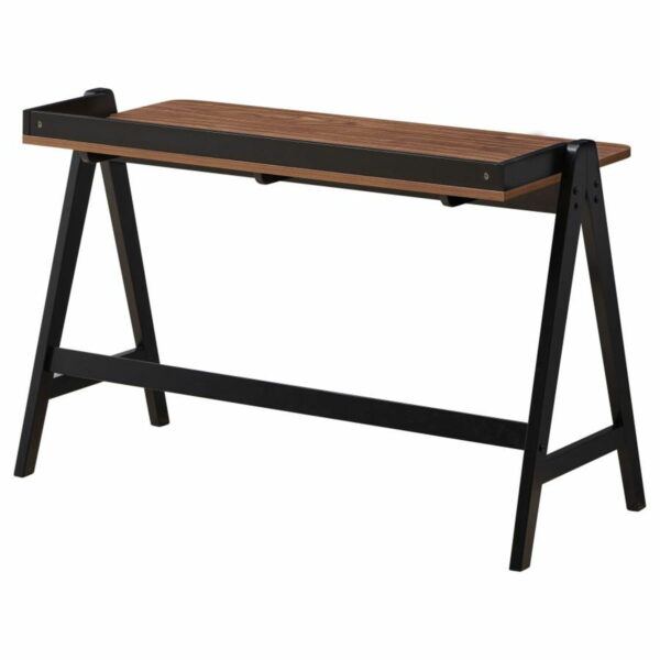 Raul - Writing Desk With USB Ports - Walnut And Black - Image 3