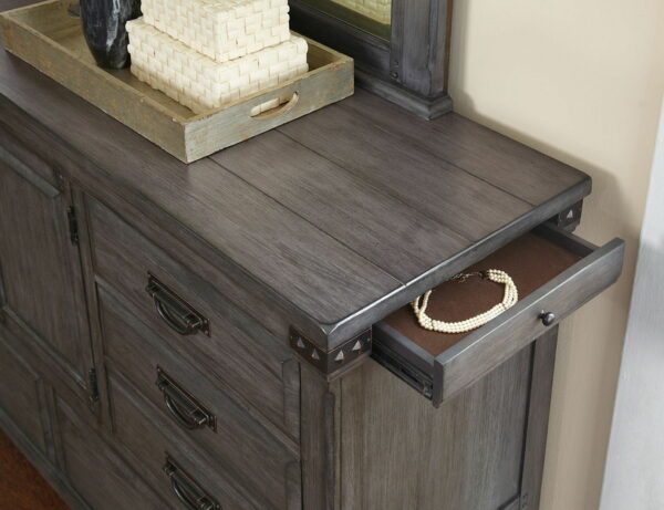 B09862 - 2 Piece Dresser And Mirror Set - Gray - Image 2
