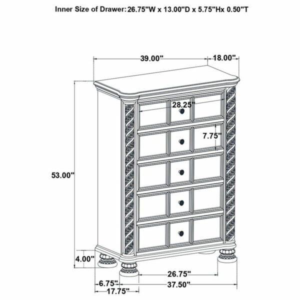 Emmett - 5-Drawer Bedroom Chest - Walnut - Image 6