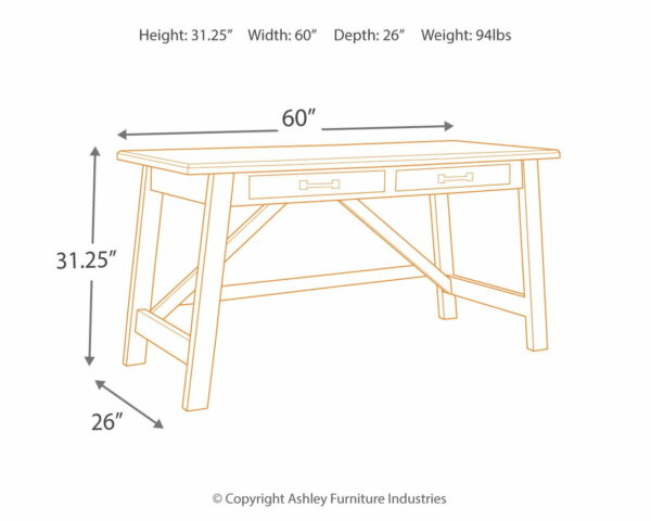 Baldridge - Rustic Brown - Home Office Large Leg Desk - Image 6