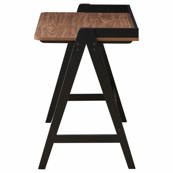 Raul - Writing Desk With USB Ports - Walnut And Black - Image 2