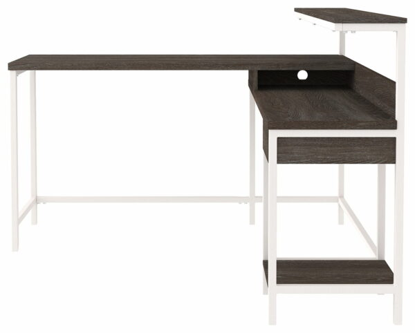 Dorrinson - White / Black / Gray - L-desk With Storage - Image 3