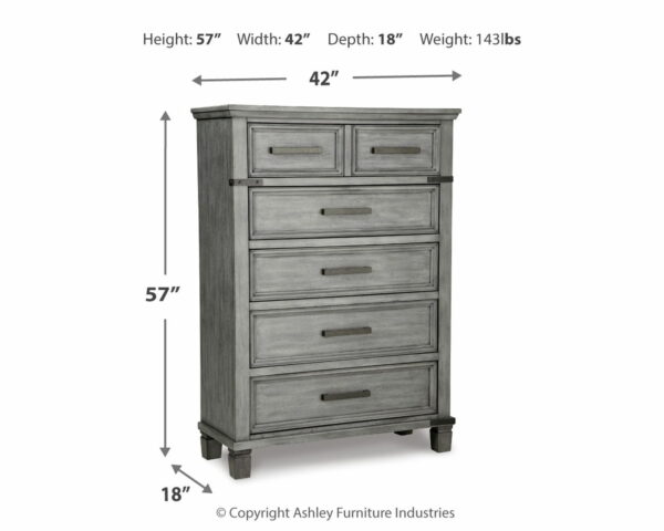 Russelyn - Gray - Five Drawer Chest - Image 2