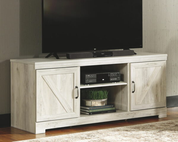 Bellaby - Whitewash - Entertainment Center - TV Stand With Faux Firebrick Fireplace Insert - Image 5